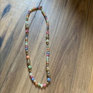 Free w bundle:plastic multi color faux marbles and gold beads 22” necklace